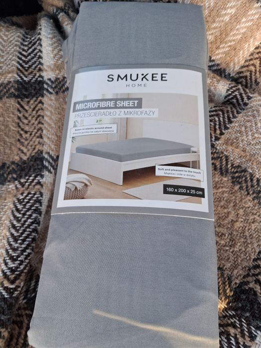 Prześcieradło smukee 160x200 Nowe miękkie grafit szare błękitne różowe