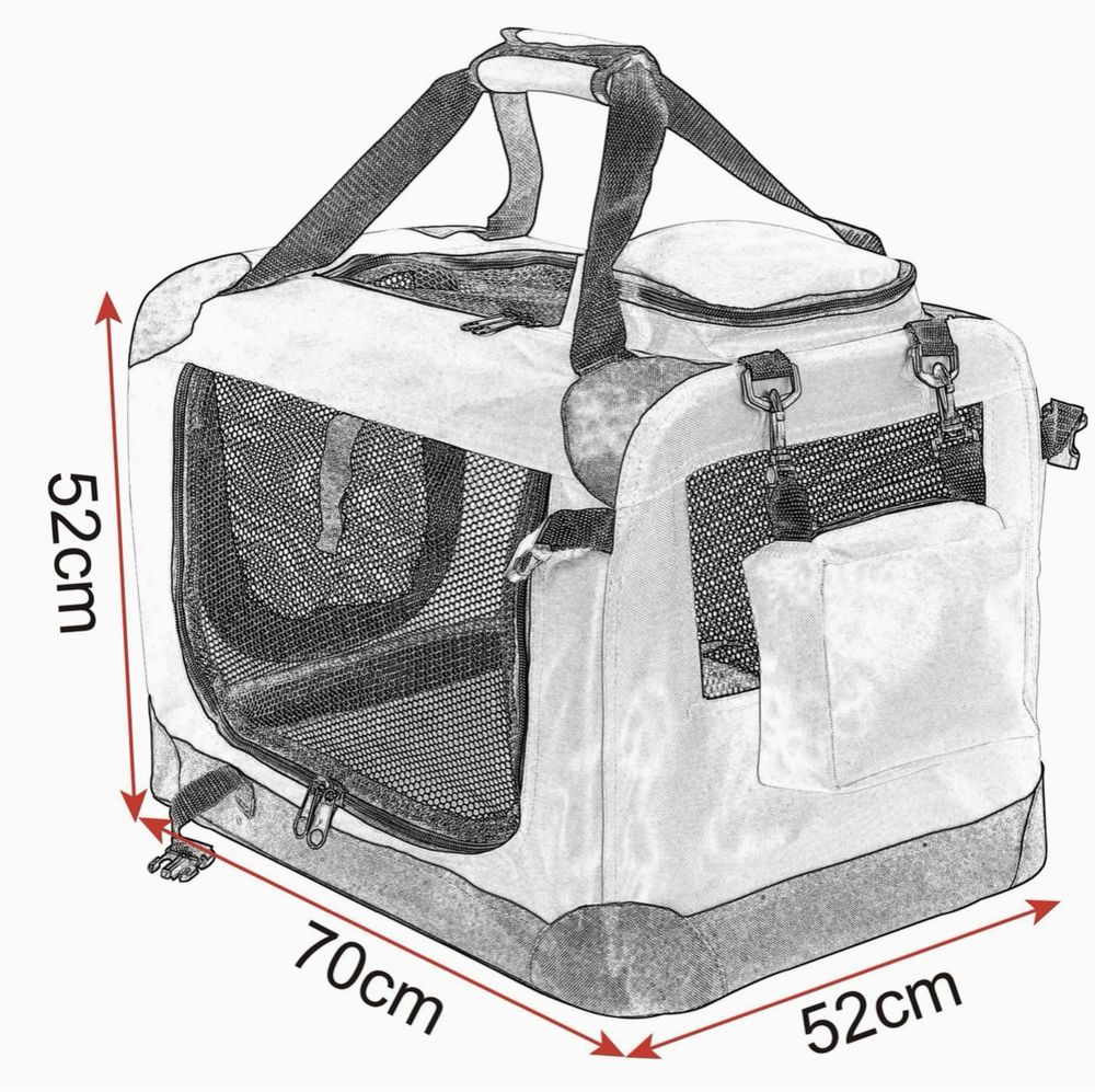 Składany transporter dla psa 70x52x52 cm szary