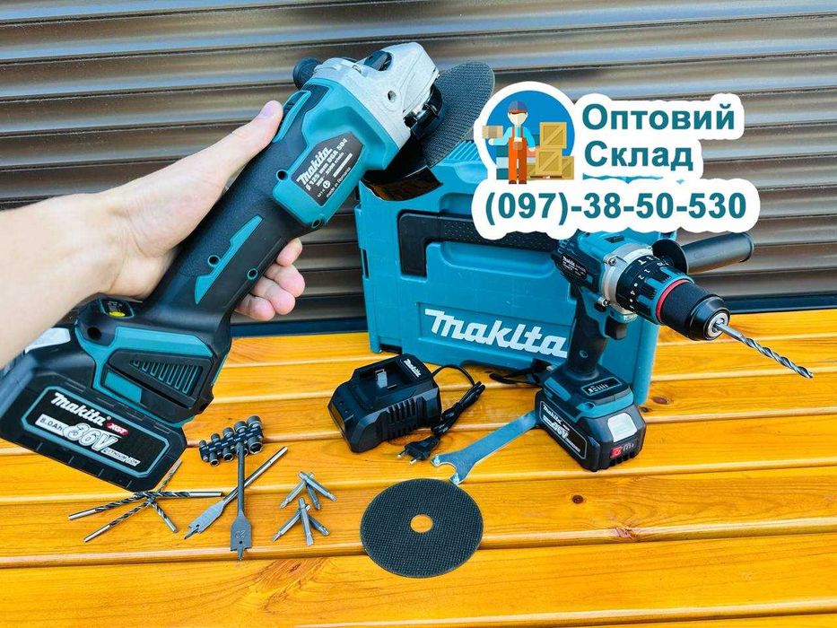 Акумуляторний Набор 2/1 Makita DGA504 XGT + Шуруповерт DHP485 XGT 36/8