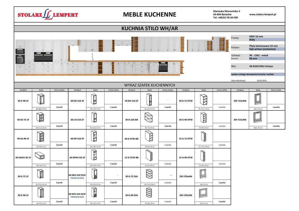 Meble Szafki Kuchenne Stilo Biały/Artisan Projekt Gratis