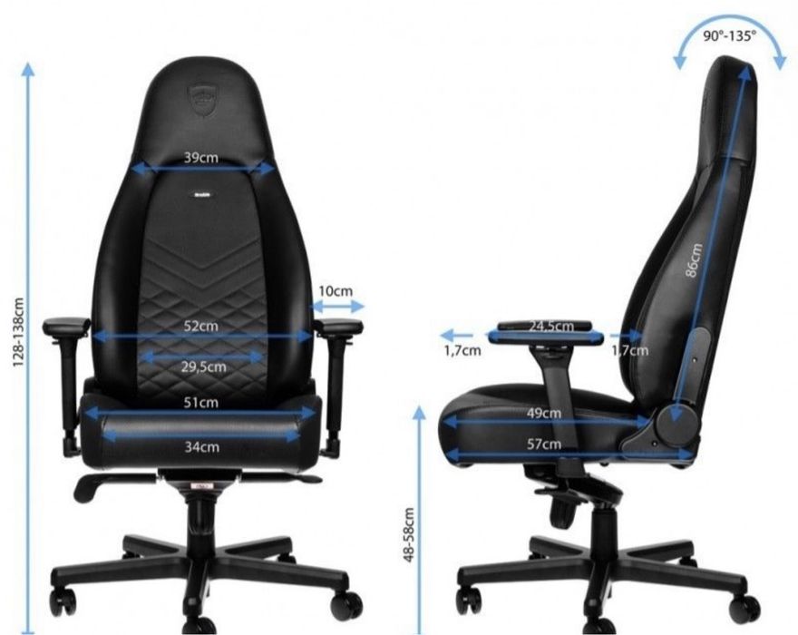 Noblechairs Icon шкіряне ігрове ортопедичне компютерне офісне крісло