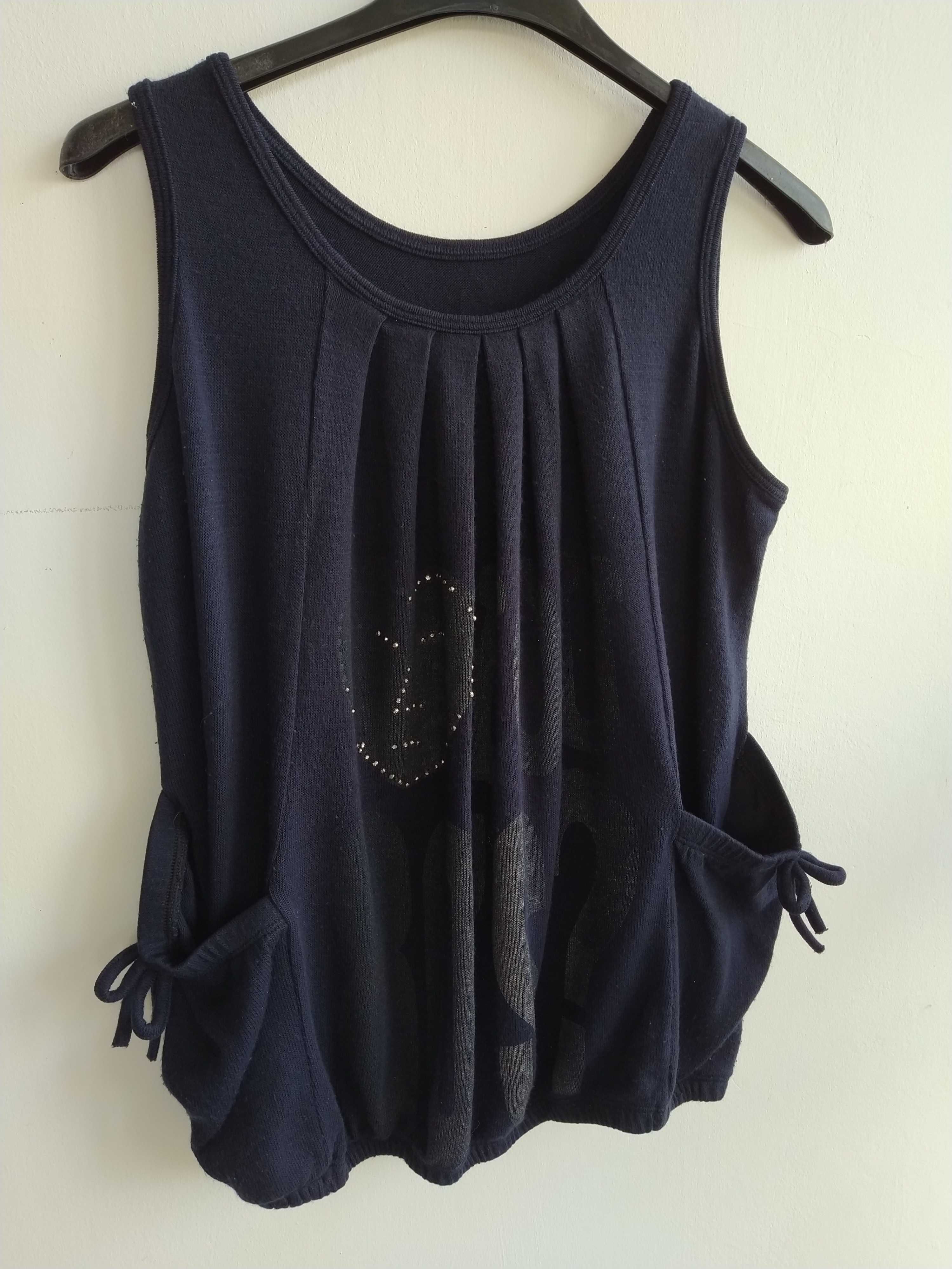 Top / camisola azul com brilhantes - Tamanho L / XL