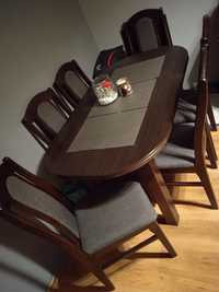 Stół rozkładany 140-180x80 + 6 krzeseł
