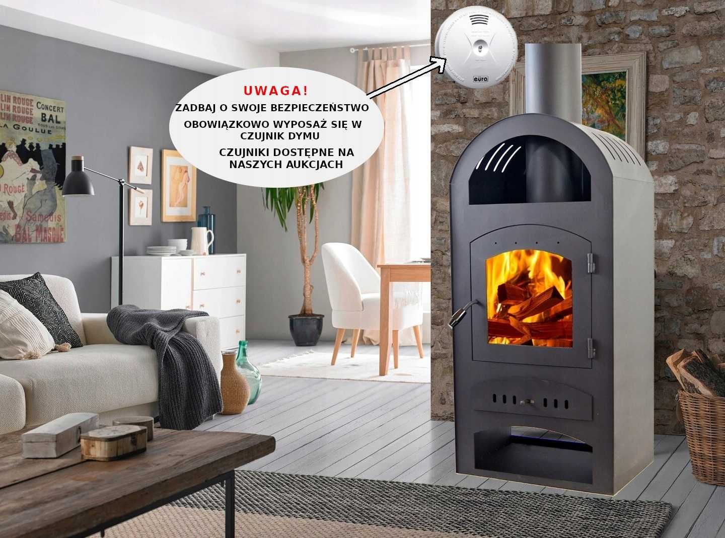 PIEC STALOWY KOZA kominek POLSKI szamot Atlas 6,8kW do domu | OKAZJA