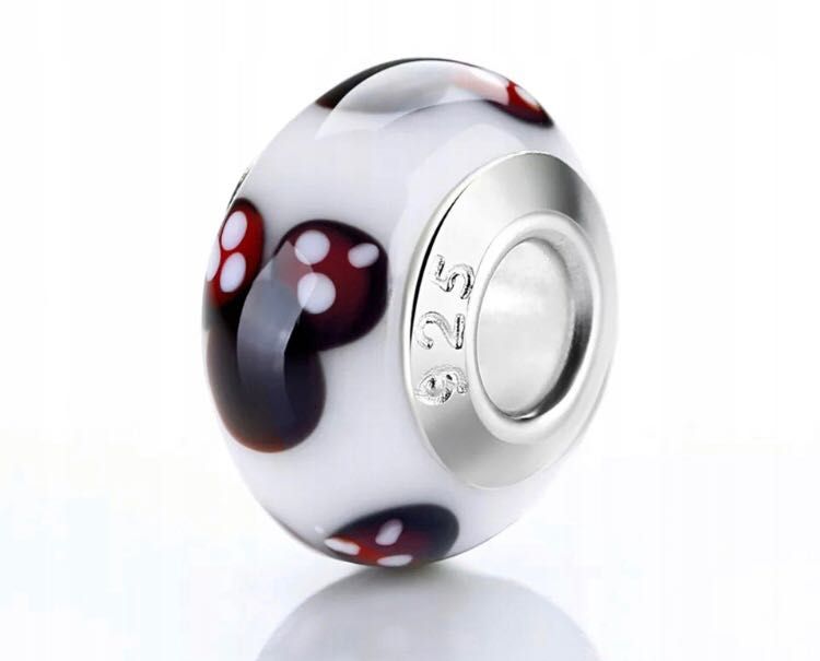 charms do pandora disney biały murano myszka miki Minnie