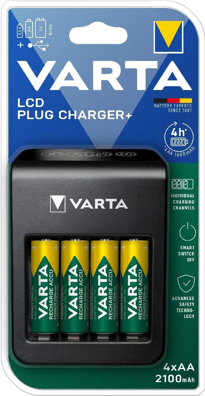 Ładowarka VARTA LCD PLUG Charger+ 4 x AA 2100 mAh