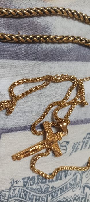 Біжутерія Ланцюжок Цепочка хрестик і браслет на руку під золото