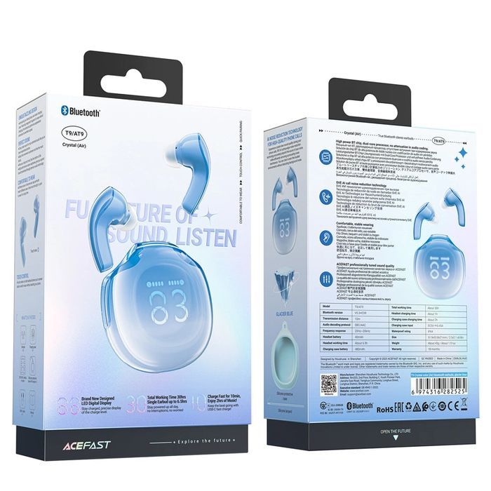 Słuchawki bezprzewodowe Acefast T9 Bluetooth 5.3 douszne - niebieskie