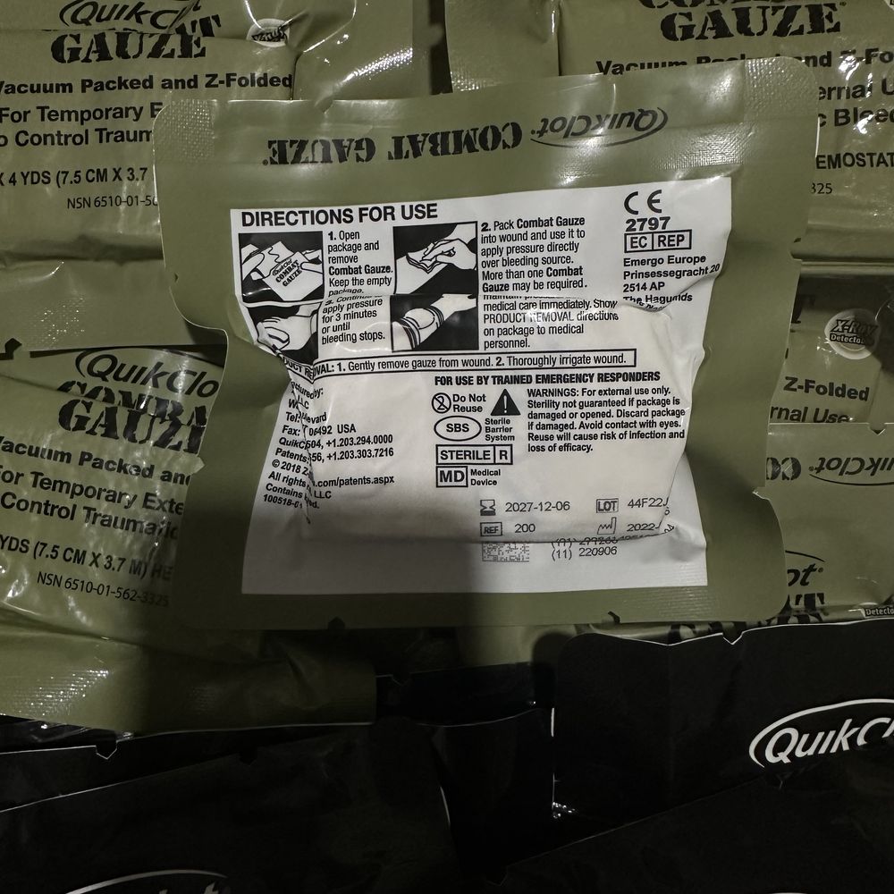 Бинт гемостатический combat gauze , celox ,chirogauze