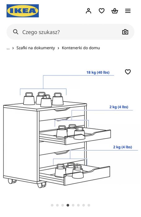 Komoda na kółkach ALEX Ikea biała