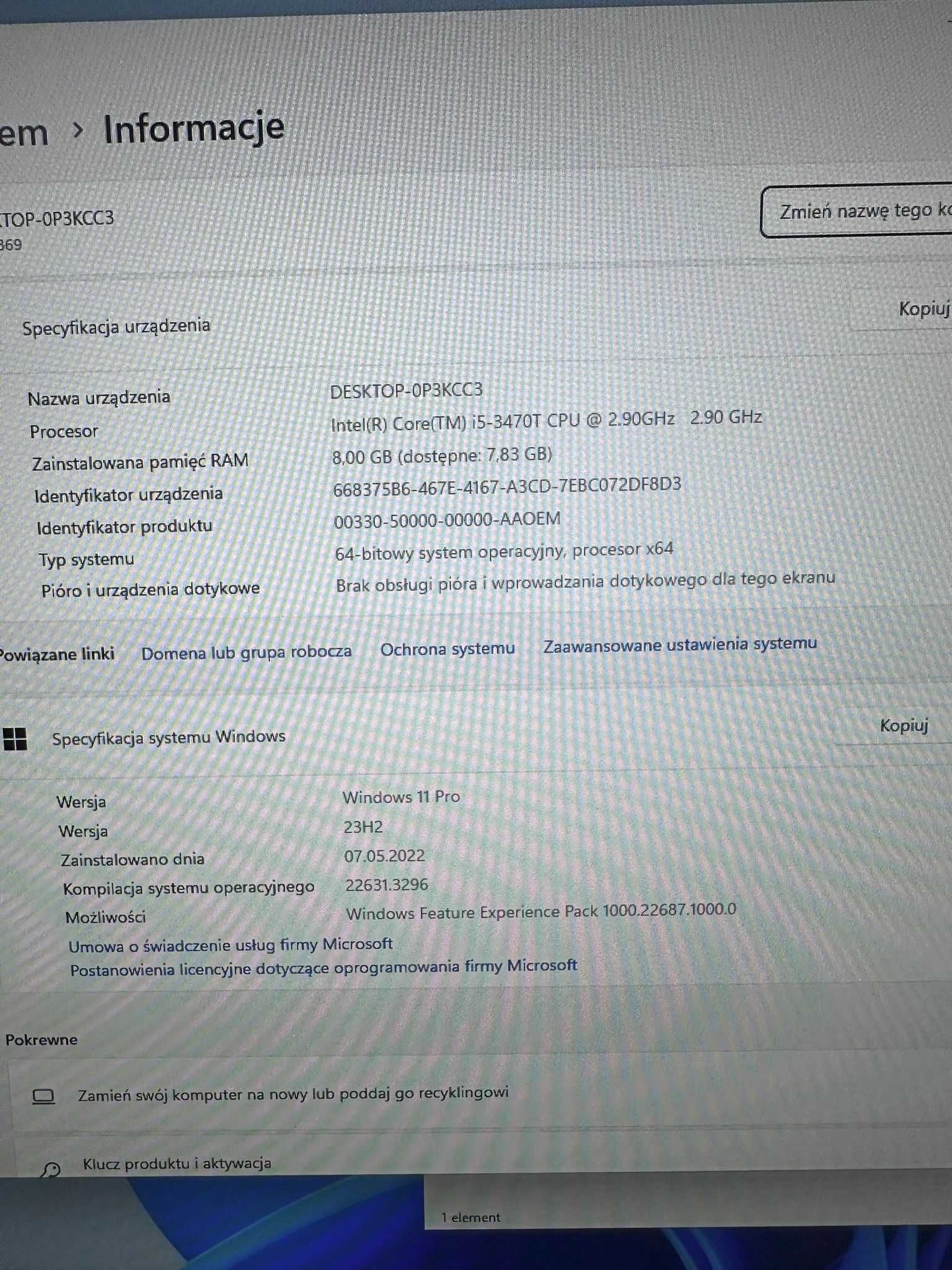 Lenovo Thinkcentre M72e i5 3470T 2,9Ghz, 8GB ram, 120 SSD mini pc