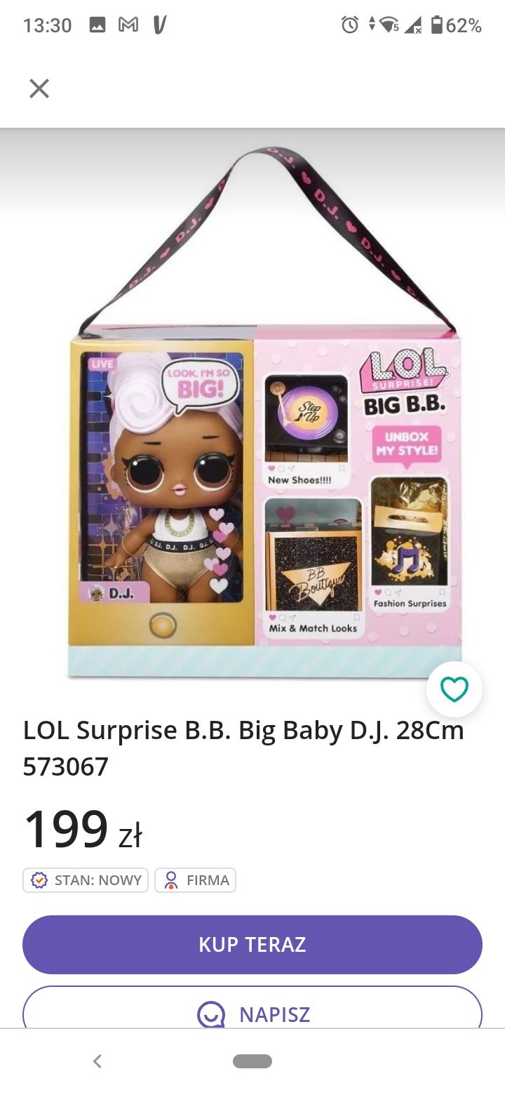Lol big 28 cm  barbie nowy lol DJ suprise prezent