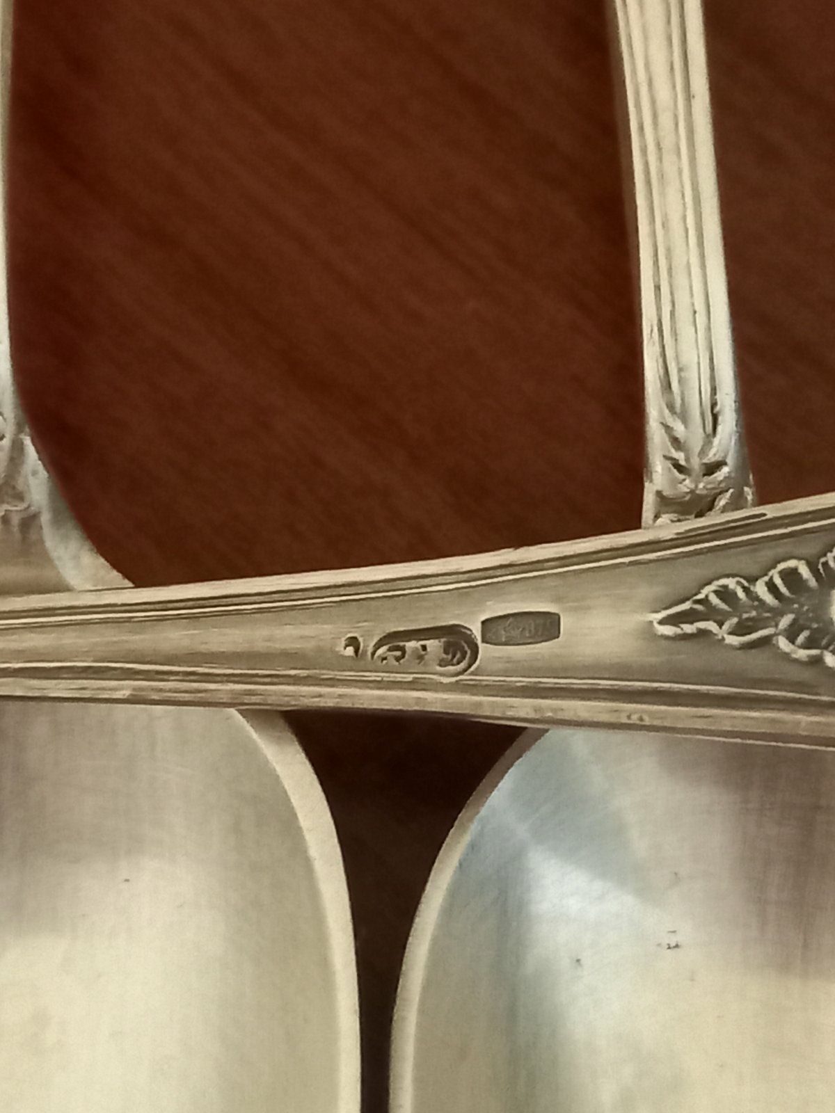 Серебряные чайные кофейные ложки "Фаберже", 125грам серебра 875пр,6 шт