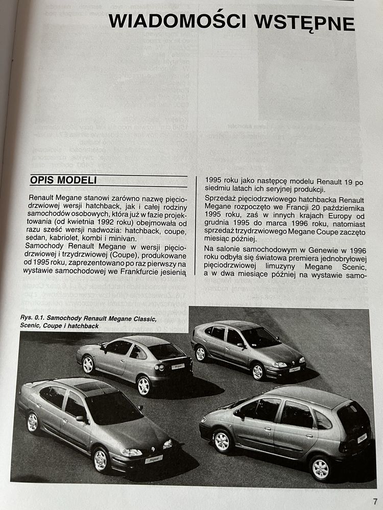 Książka kolekcjonerska renault megane modele 95-98
