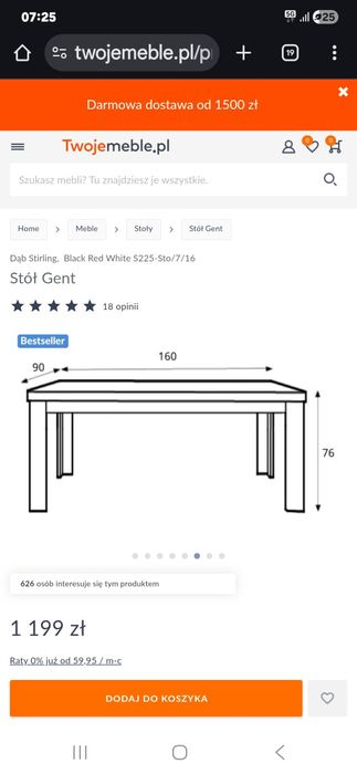 Rozkładany solidny stół do salonu