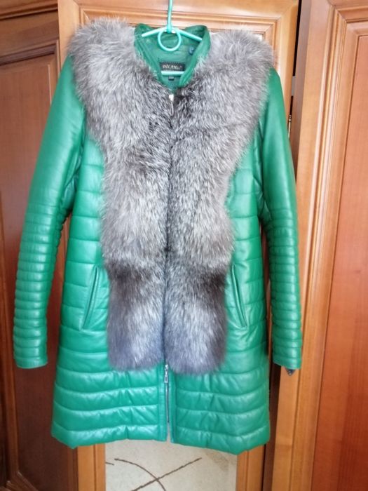 Кожаная куртка натуральный песец р. 48