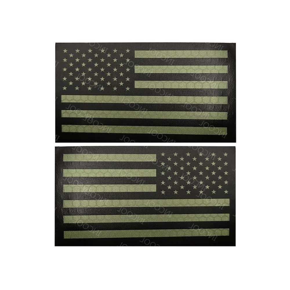 2 Naszywki Combat ID morale patch flaga USA zielona odblaskowe 9x5cm
