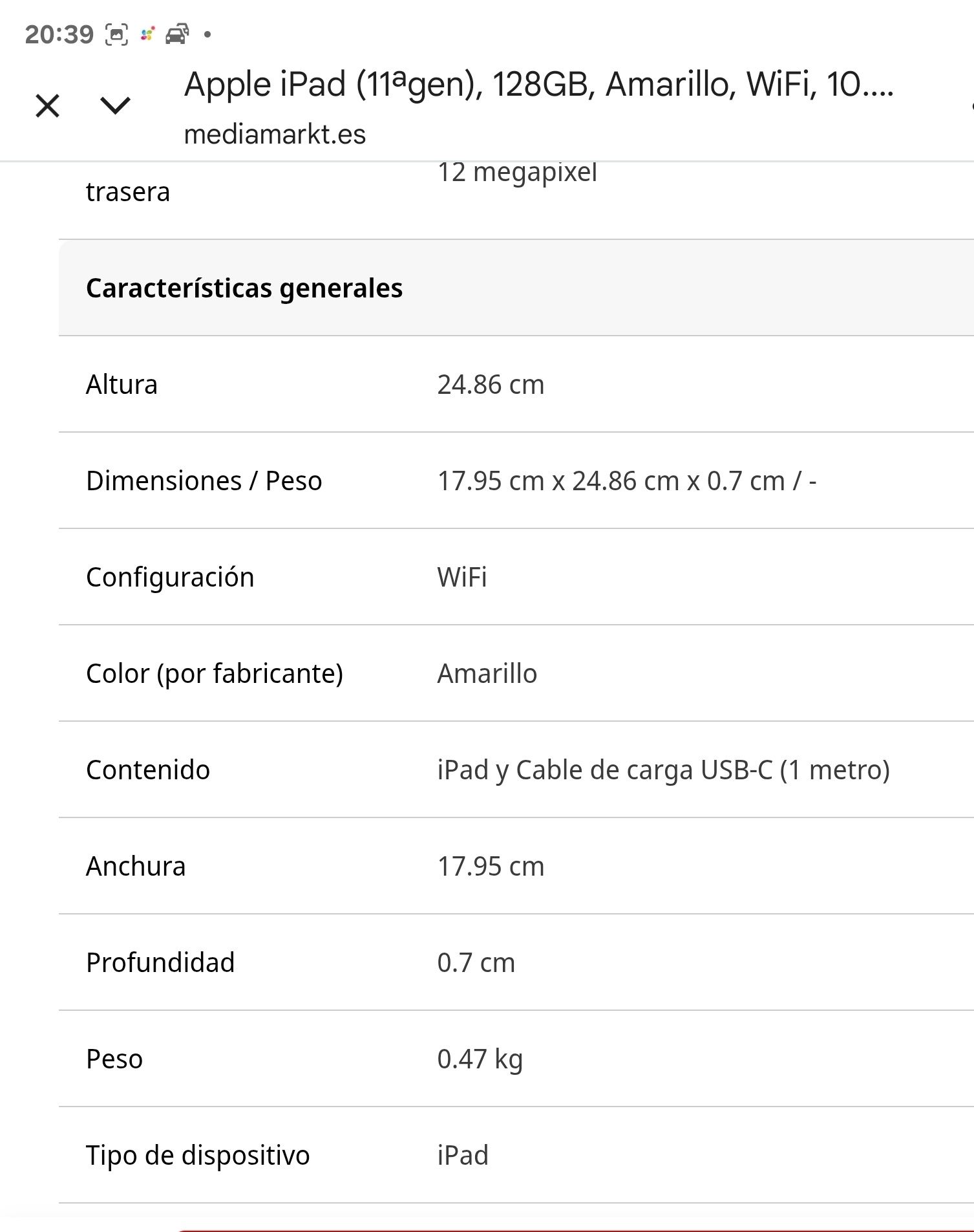 Ipad A16  2025 wi-fi 128gb Amarelo