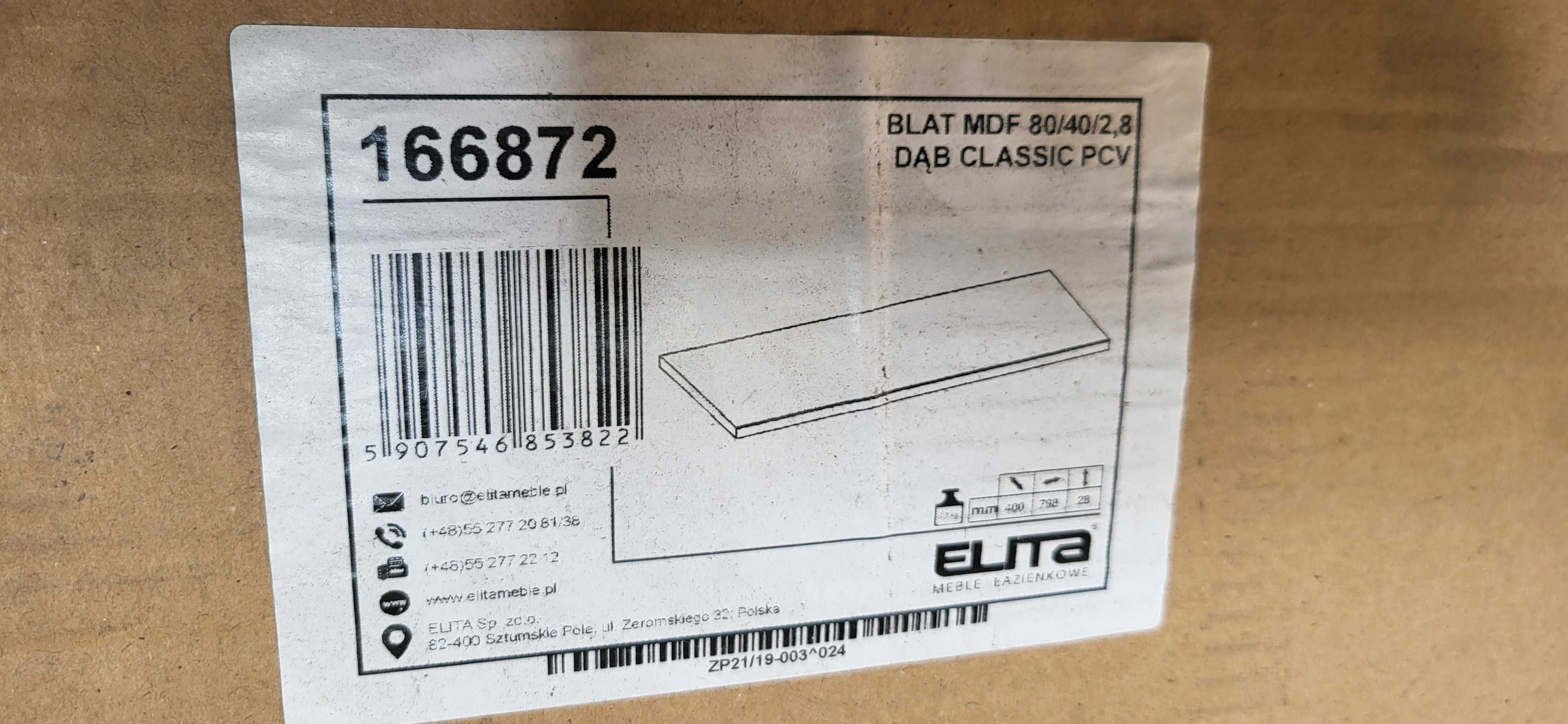 blat  pełny, kolor dąb classic, producent Elita seria Kwadro  80x40 cm