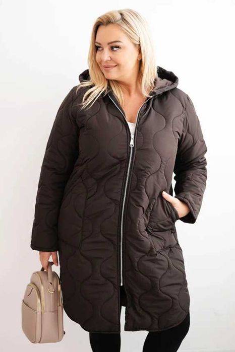 Ciepłe kurtki zimowe plikowana Plus Size dwa kolory