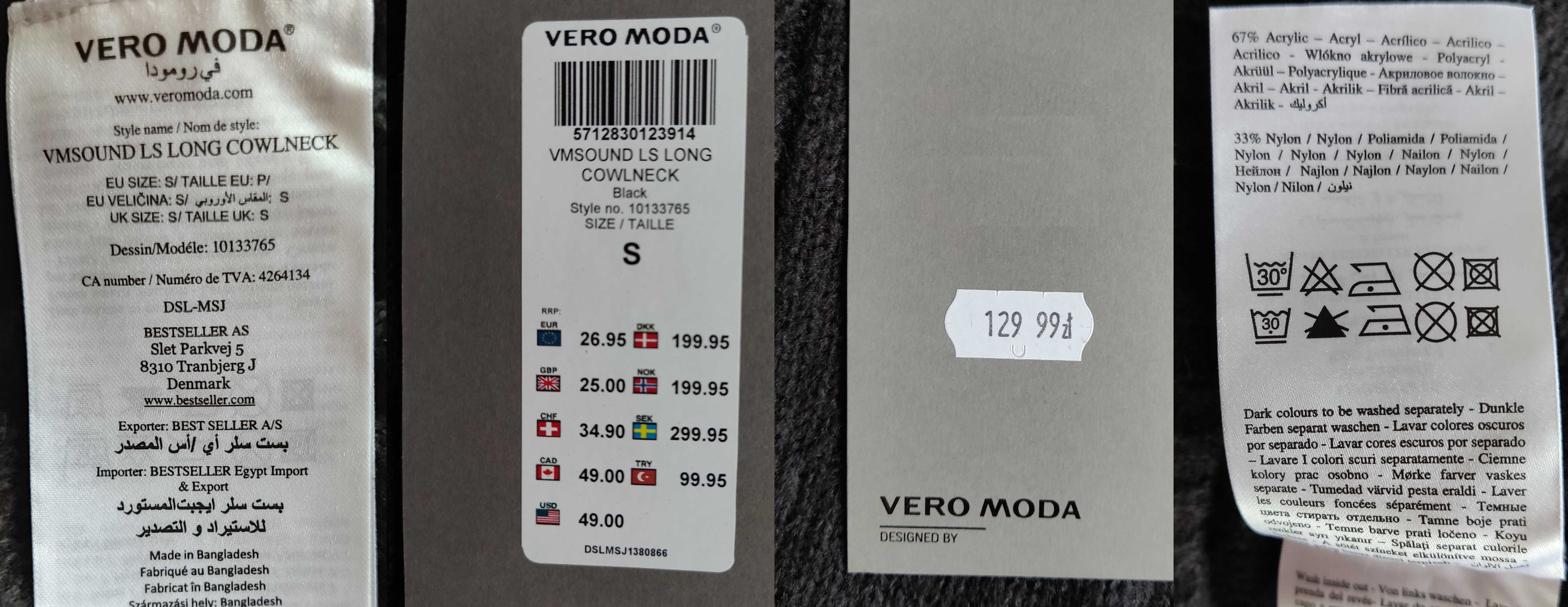 sweter r.S (36) golf czarny Vero Moda NOWY prezent metki