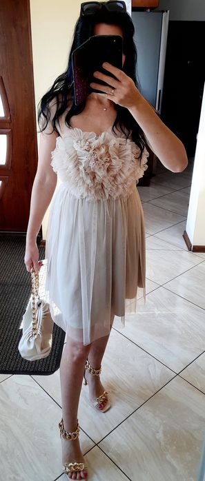 Sukienka krótka tulowa bez ramiączek