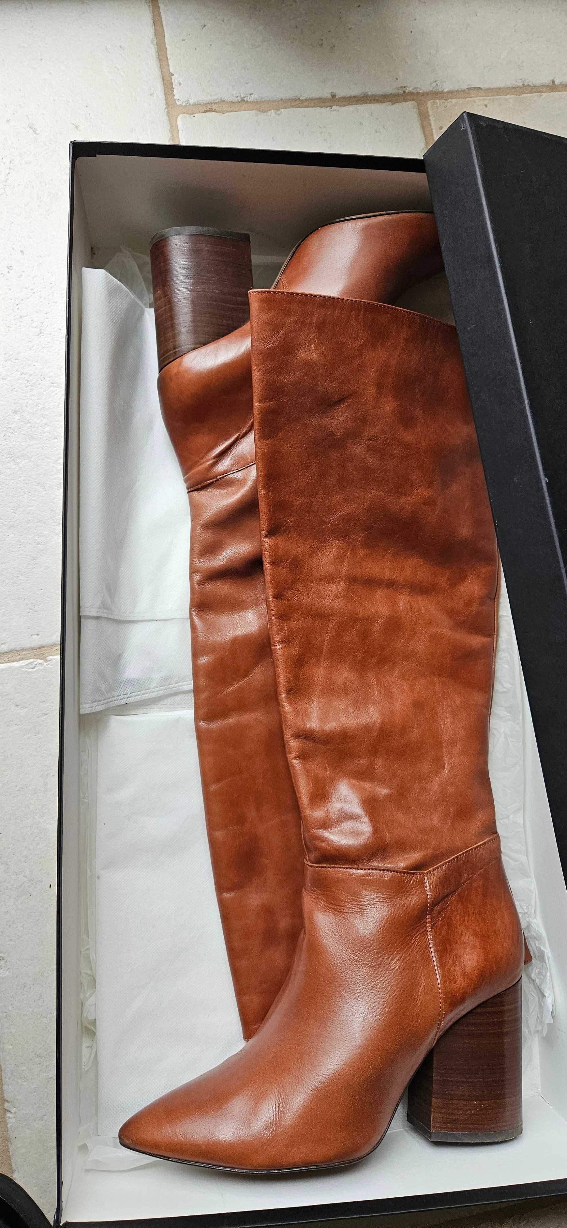 Kozaki Massimo Dutti prawdziwa skóra r 39