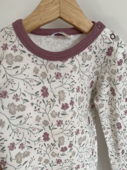 Body joha 92/98 liliowy wzorek kwiatki merino