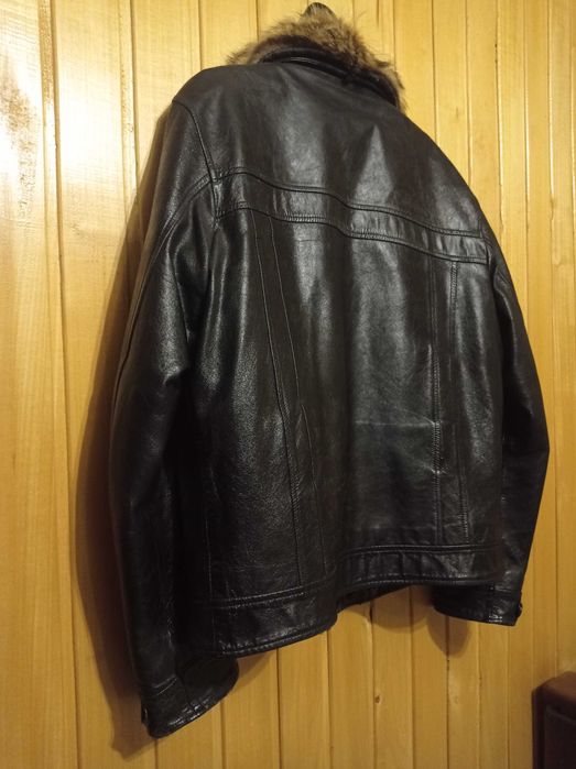 Зимня кожана куртка чоловіча осінь/зима 50 розмір