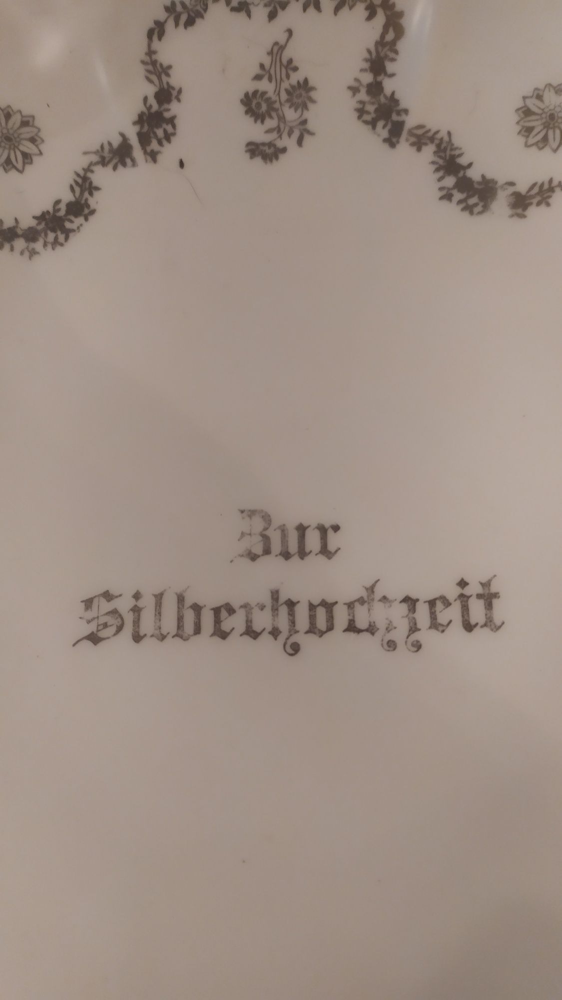 Wielka patera Srebrne gody biel srebro porcelan przełom XIX i XXw Niem