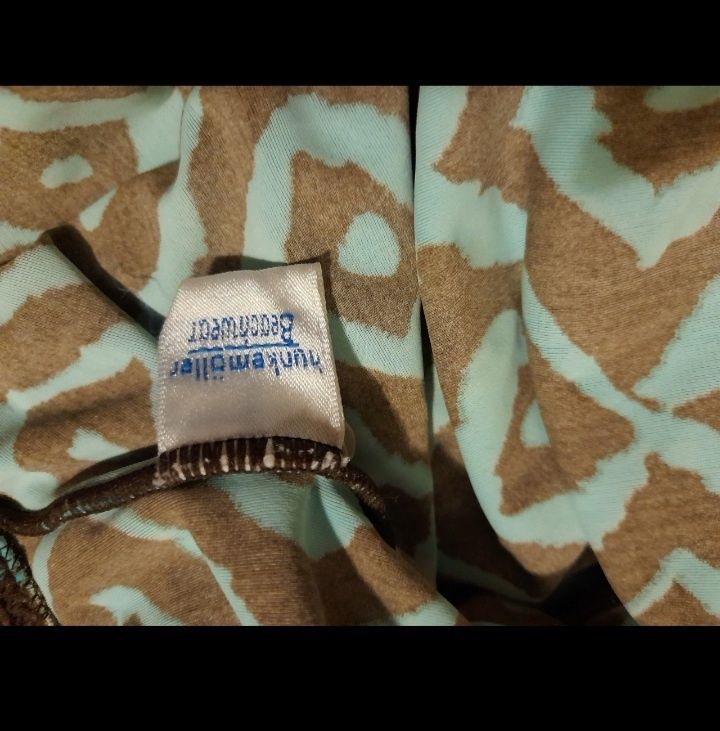 jednoczesciowy strój kąpielowy turkusowy brazowy kostium hunkemőller