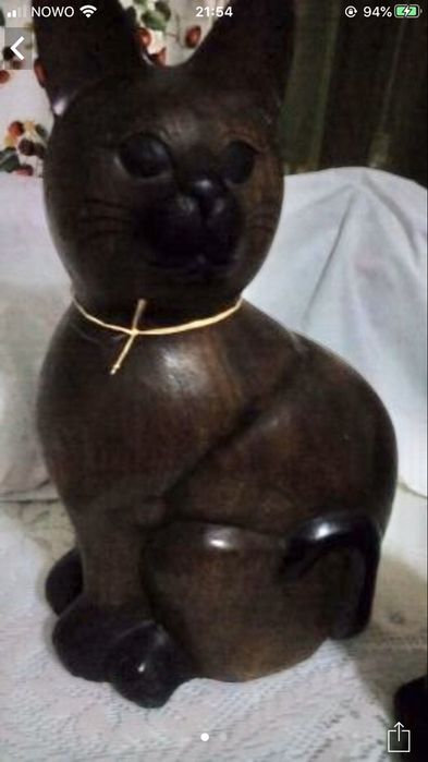 Gato em madeira maciça com o rabo caido MEDIDAS, 30cm
