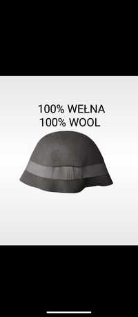 H&M Nowy czarny kapelusz damski 100% wełna