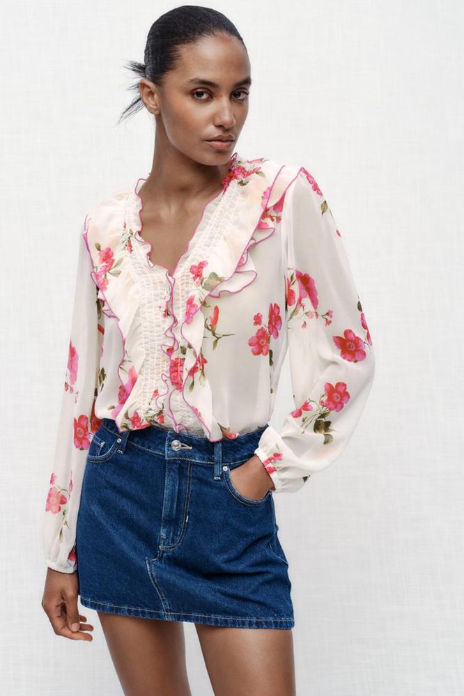 Синя джинсова спідниця міні zara синяя джинсовая юбка зара розмір L