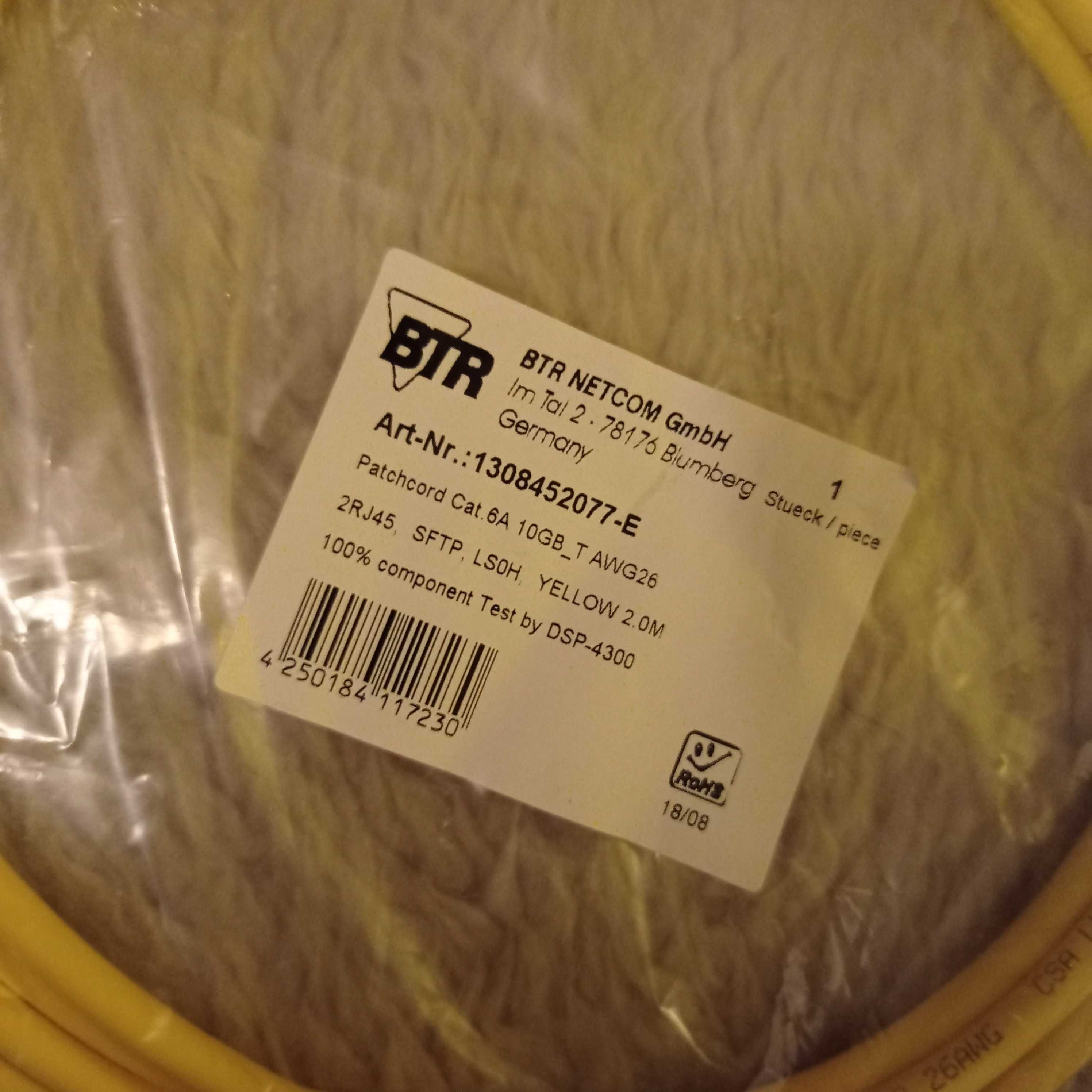 Kabel sieciowy, kabel krosowy RJ45 Metz Connect CAT 6A 2m