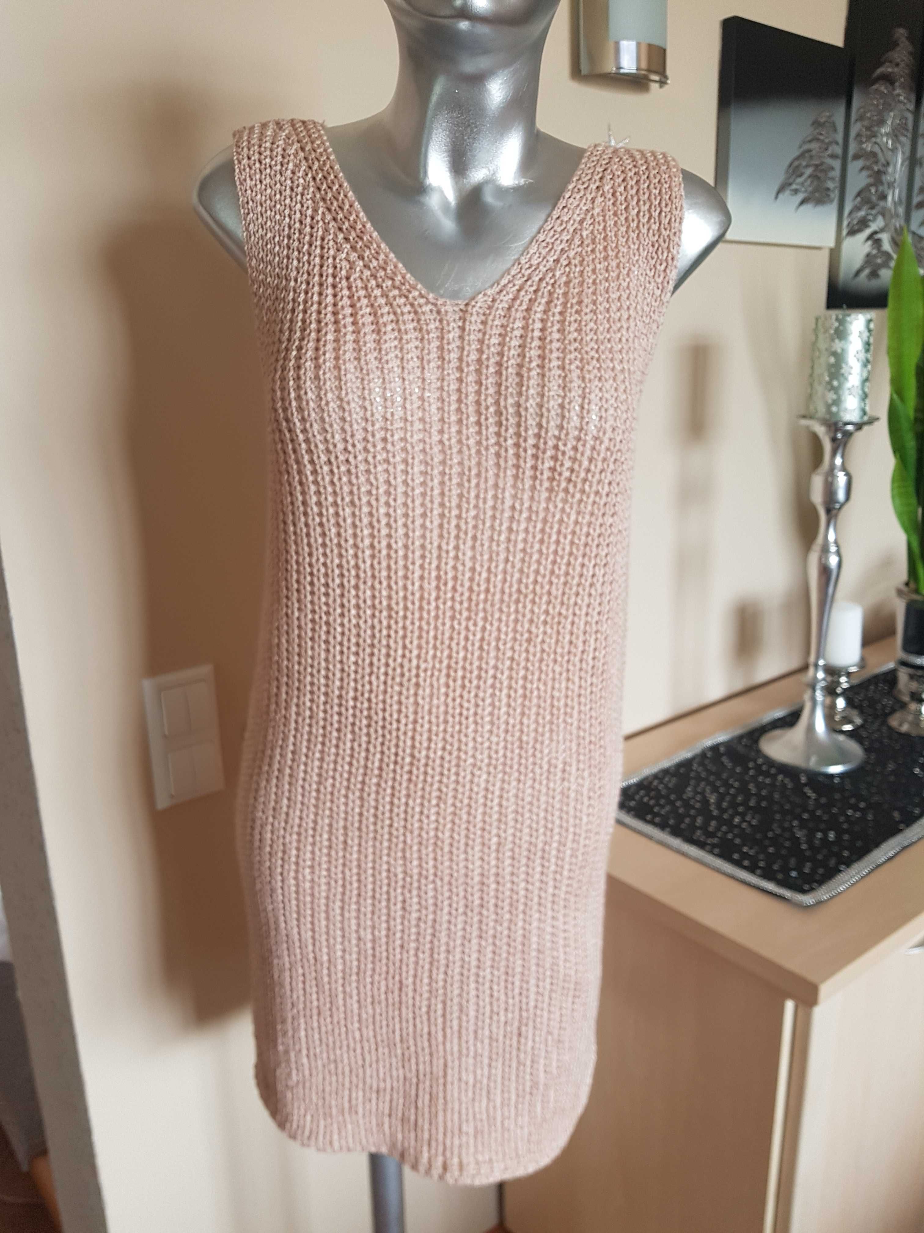 Sweter sukienka Paparazzi Fashion pudrowy róż UNI ok M 38
