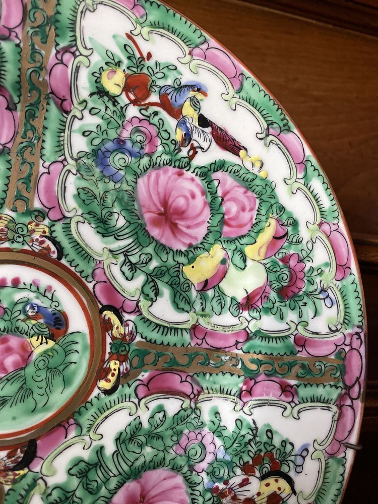 Handmade sygnowana stara chinska porcelana ręcznie malowana