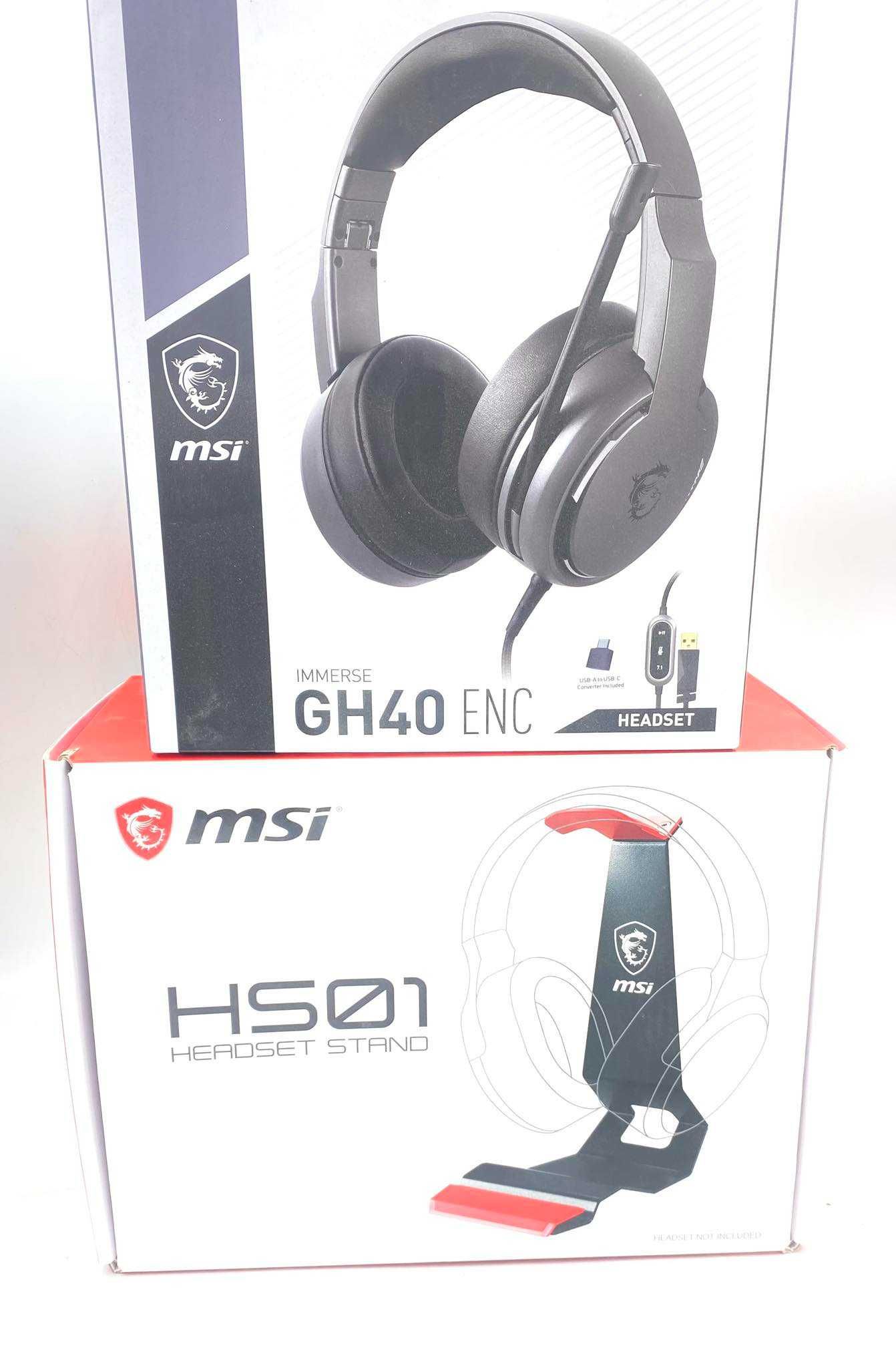 Słuchawki gamingowe MSI GH40 ENC +Stojak MSI HS01 ! Okazja