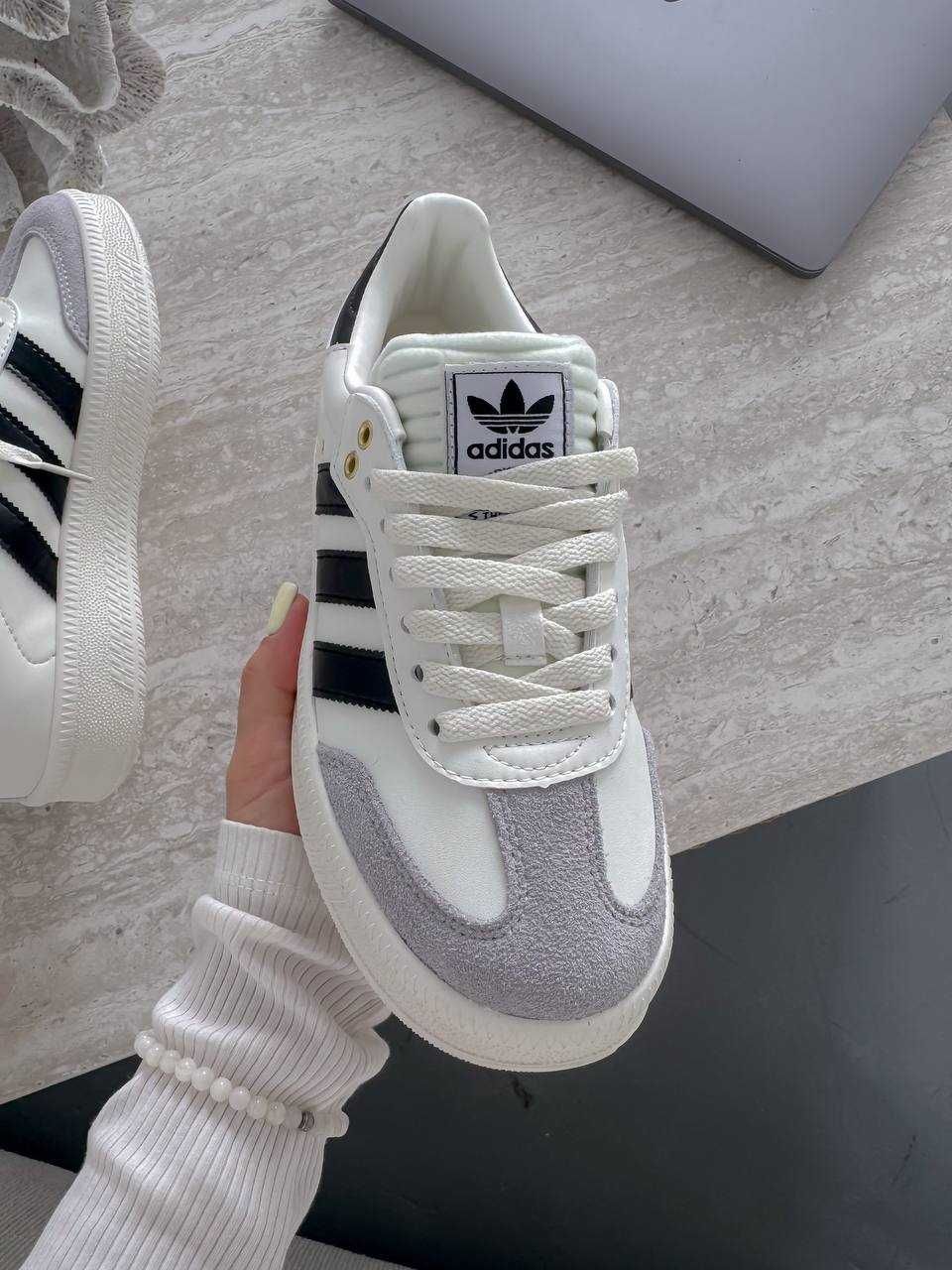 Кросівки Adidas Samba XLG White Black адідас самба чорні білі сірі