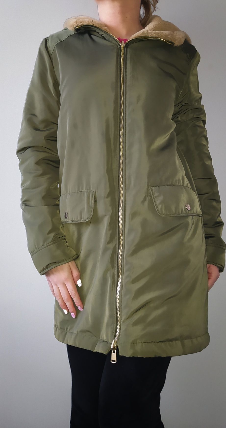 Dwustronna kurtka parka futerko Primark