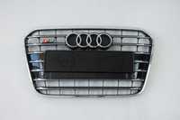 Решетка радиатора Audi A6 2011-2014 Черная с хромом (в стиле S-Line)