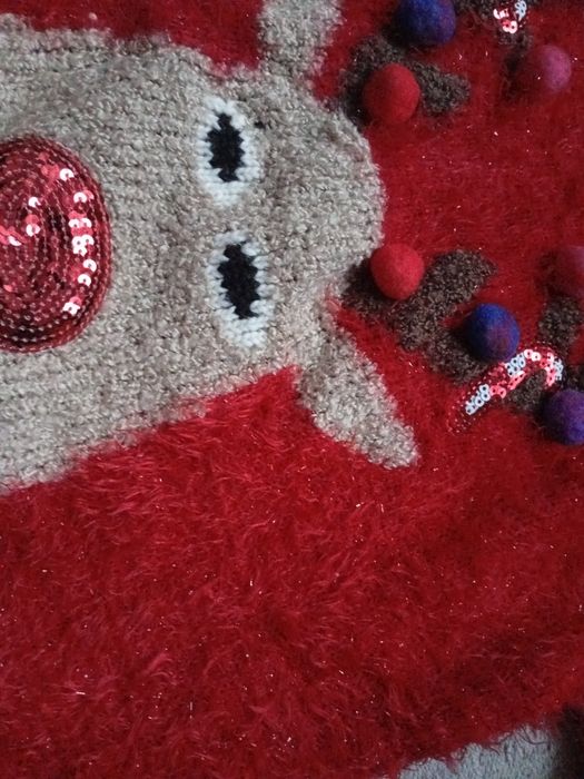 świąteczny sweter z reniferem, włochaty miękki 146
