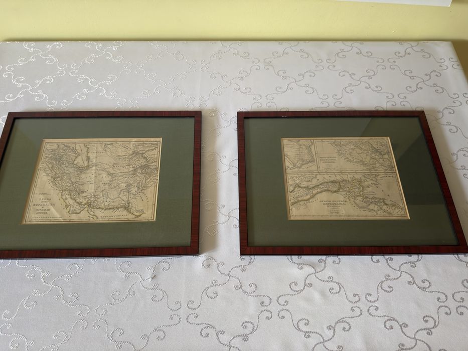 Antyczny Miedzioryt Komplet 2 Sztuk  XVIII Wiek Grafika Oryginał Rama