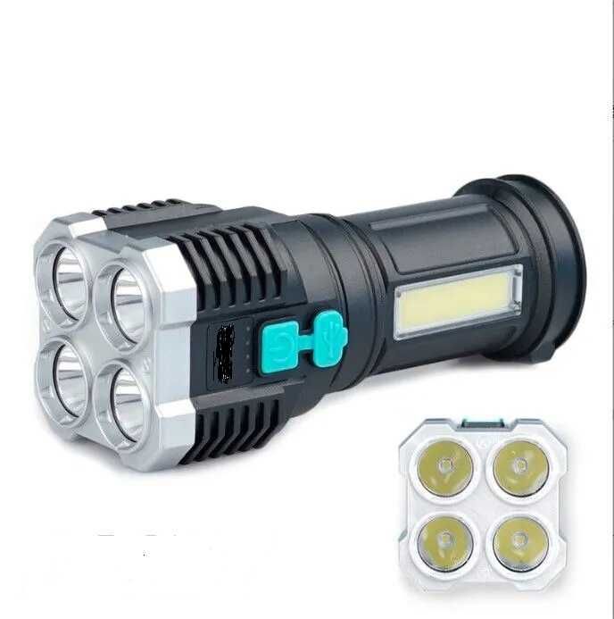 Яркий 4-ядерный светодиодный фонарь  X-509-4LED+COB