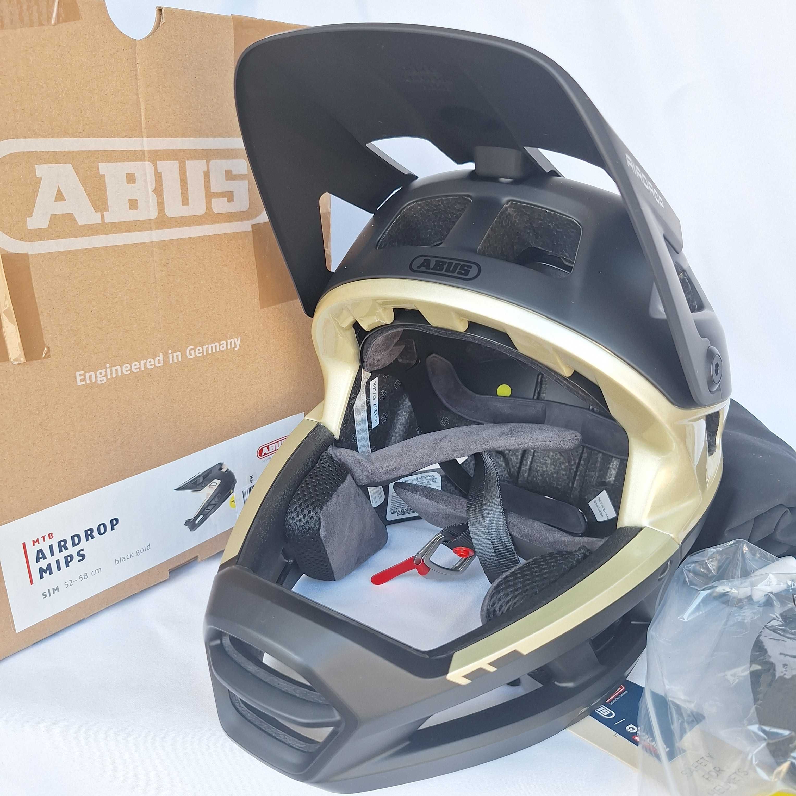 Kask rowerowy fullface Abus AirDrop Mips Black Gold S/M 52-58cm