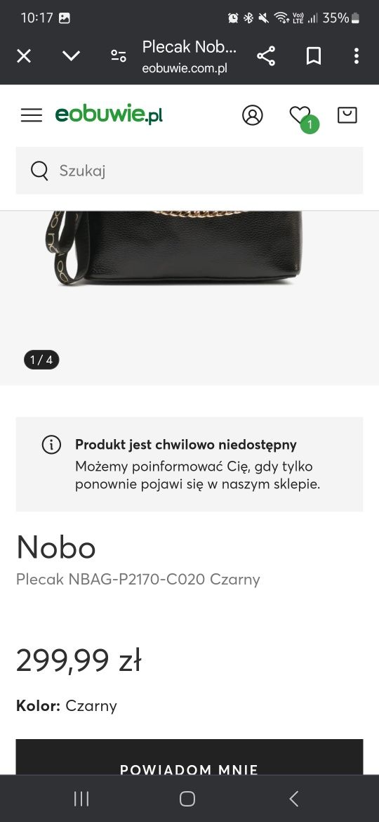 Czarny plecak Nobo