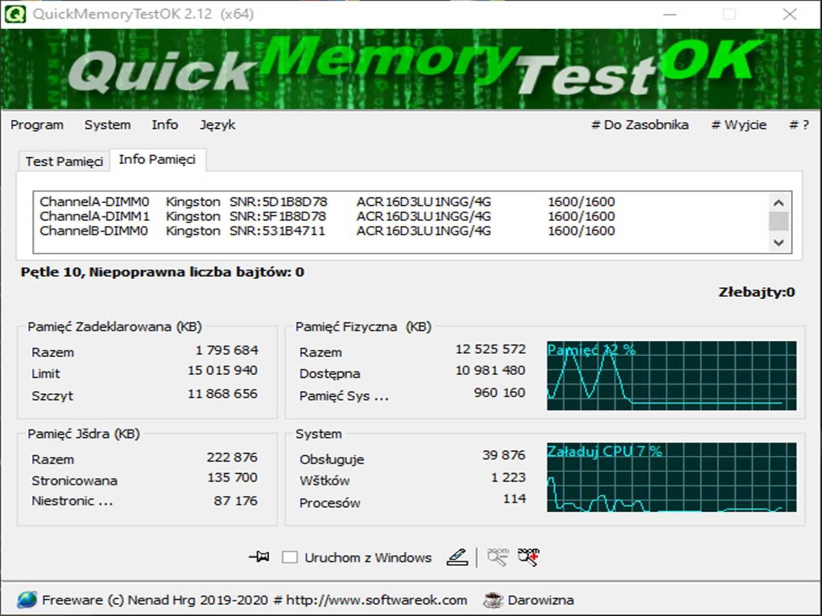 DDR3 12GB KingSton 12800 -Komputer