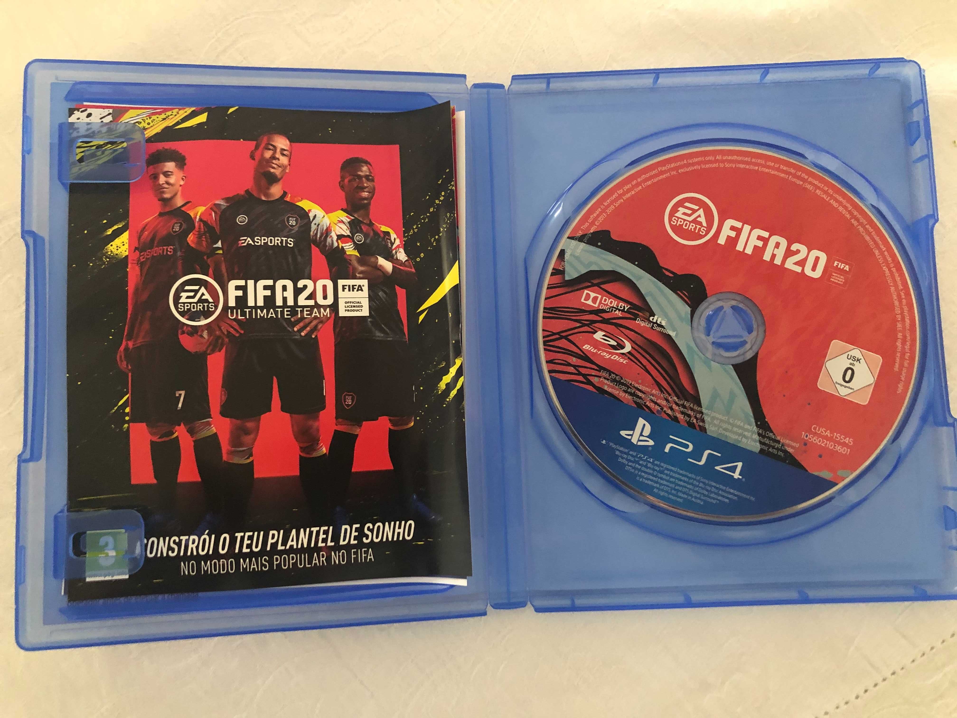 Jogo PS4 FIFA20 em estado como novo.