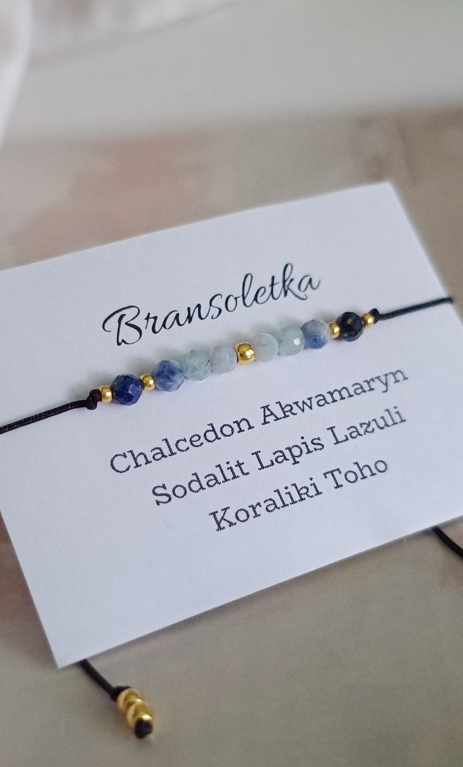 Bransoletka kamienie naturalne minerały sodalit Akwamaryn lapis lazuli