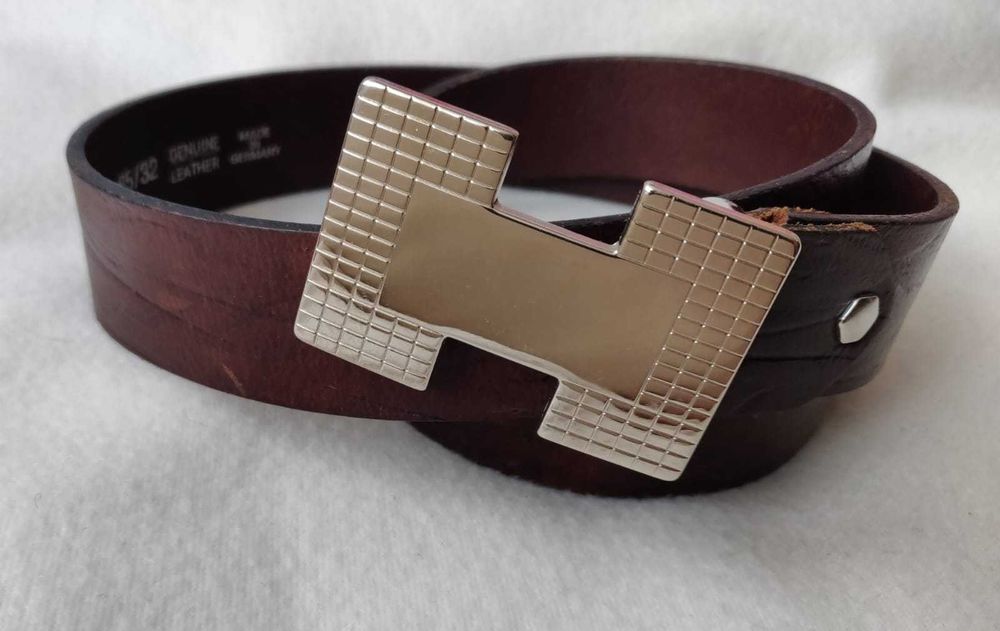 Pasek do spodni Alberto skóra naturalna męski brązowy skórzany